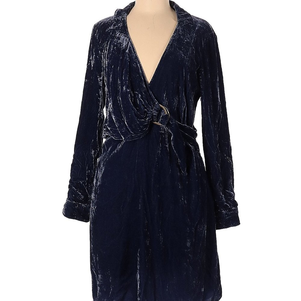 Maeve blue velvet wrap shirt dress (SIZE 10)